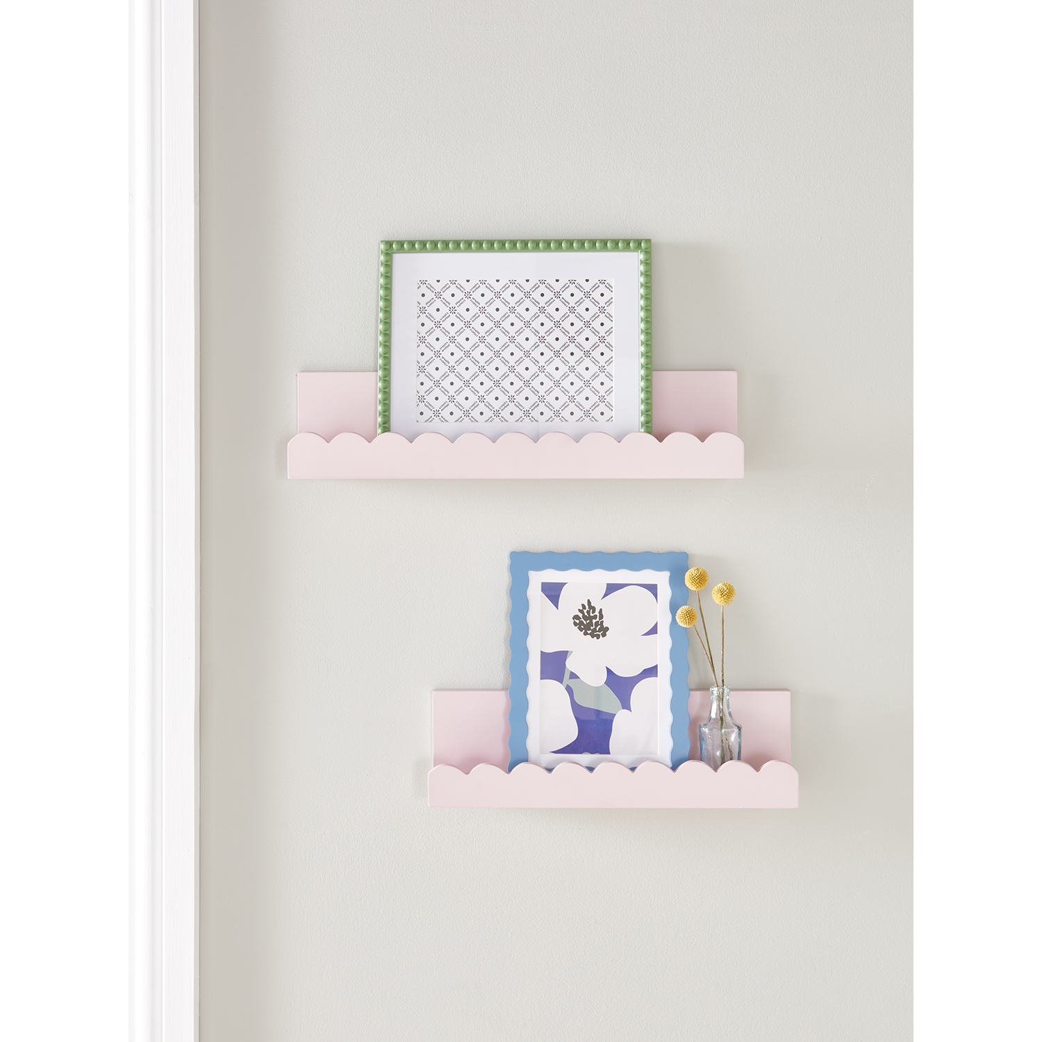 George Light Pink Scalloped Wall Shelf - Set Of 2