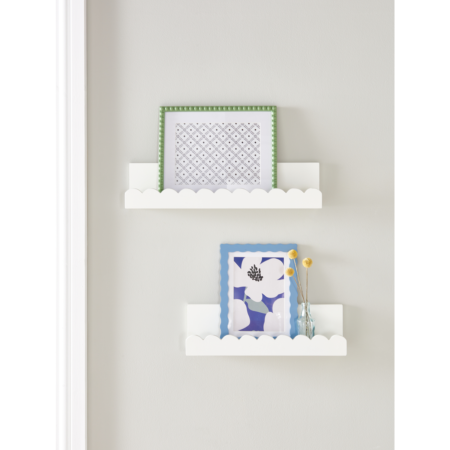 George White Scalloped Wall Shelf - Set Of 2