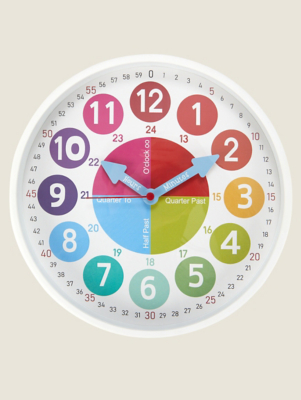 White Kids Wall Clock Home at ASDA