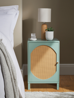 Green Rattan Bedside With 1 Door Home at ASDA