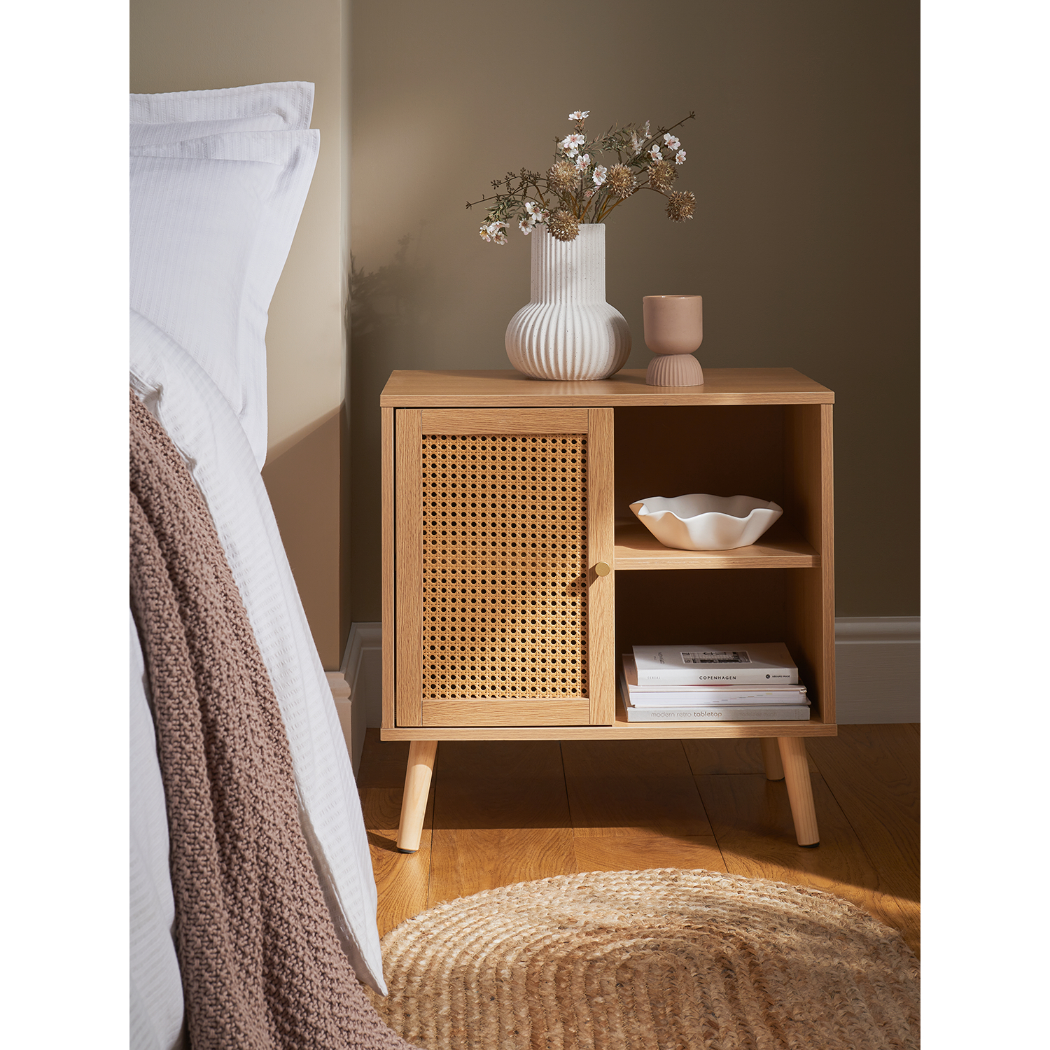 George Natural Rattan Cabinet With 1 Door & 1 Shelf