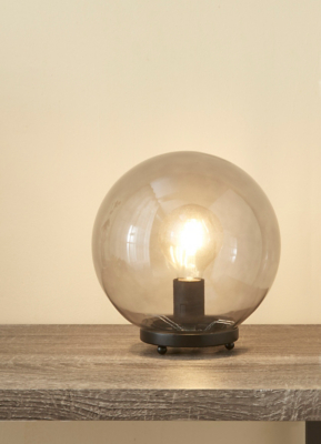Grey Glass Orb Table Lamp Home at ASDA