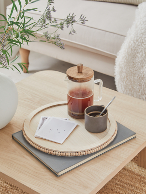 Stacey Solomon Natural Wood Beaded Tray Home at ASDA