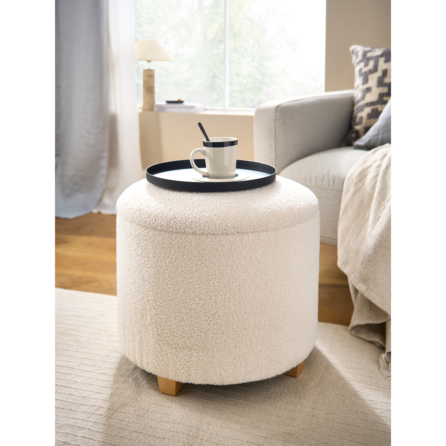 George Cream Boucle Footstool