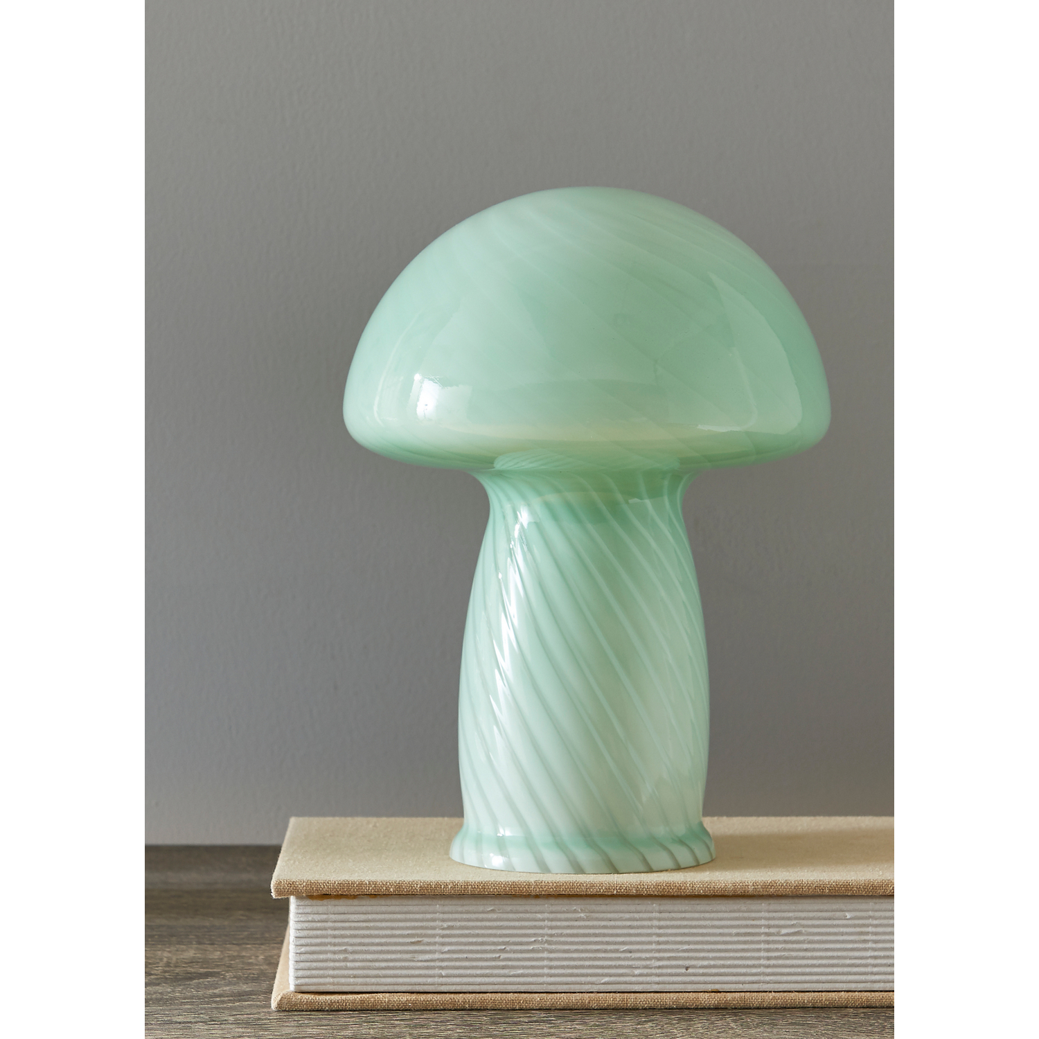 George Green Swirl Glass Mushroom Lamp