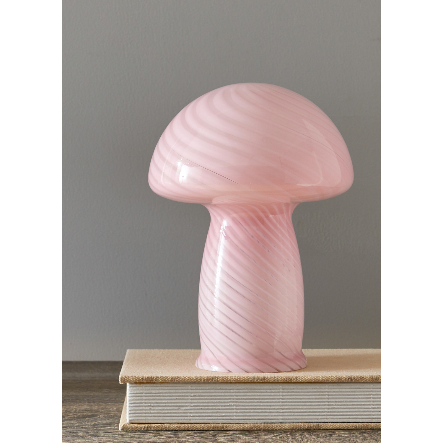 George Pink Swirl Glass Mushroom Lamp