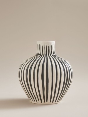 Black & White Striped Vase Home at ASDA