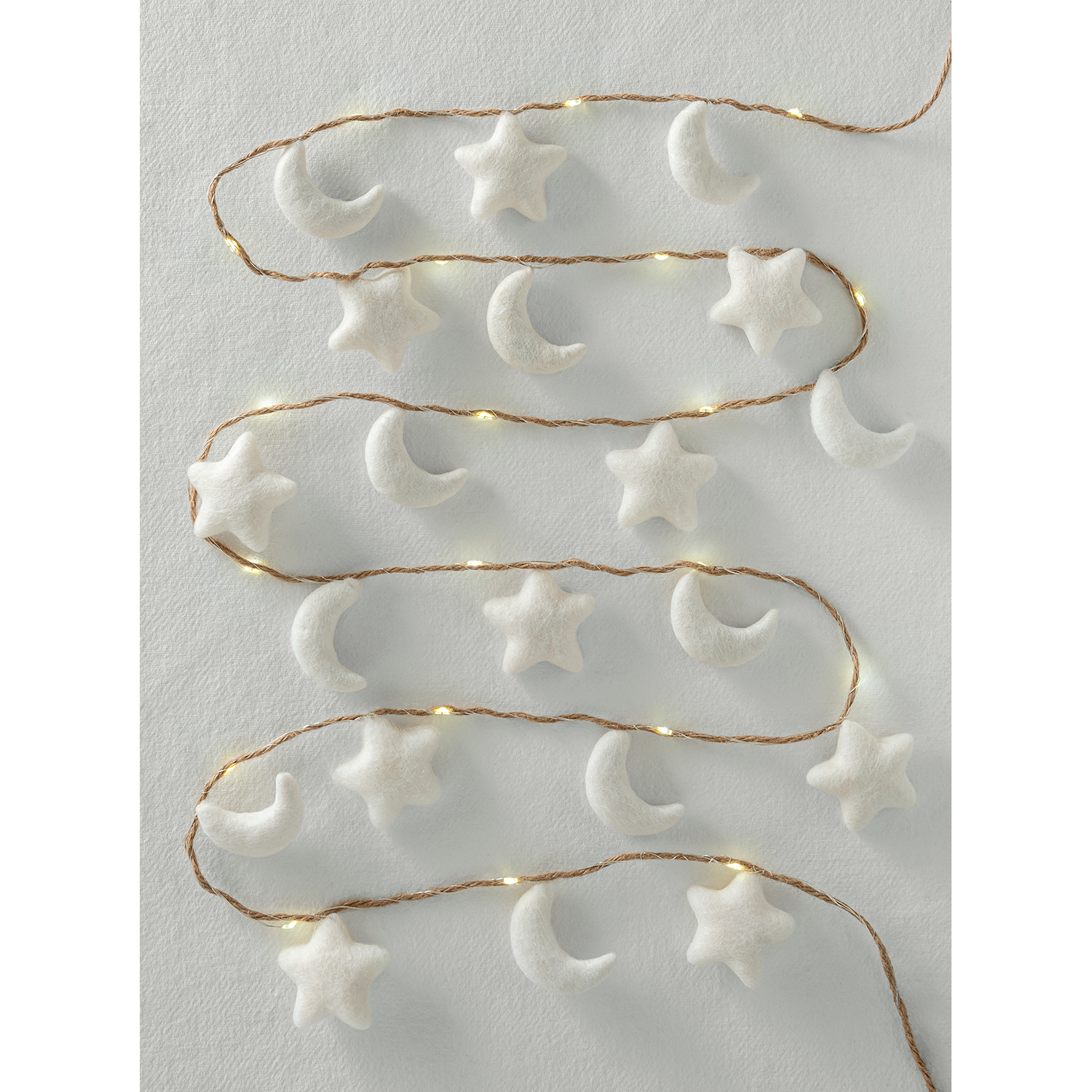 George Cream Felt Moon & Stars String Lights