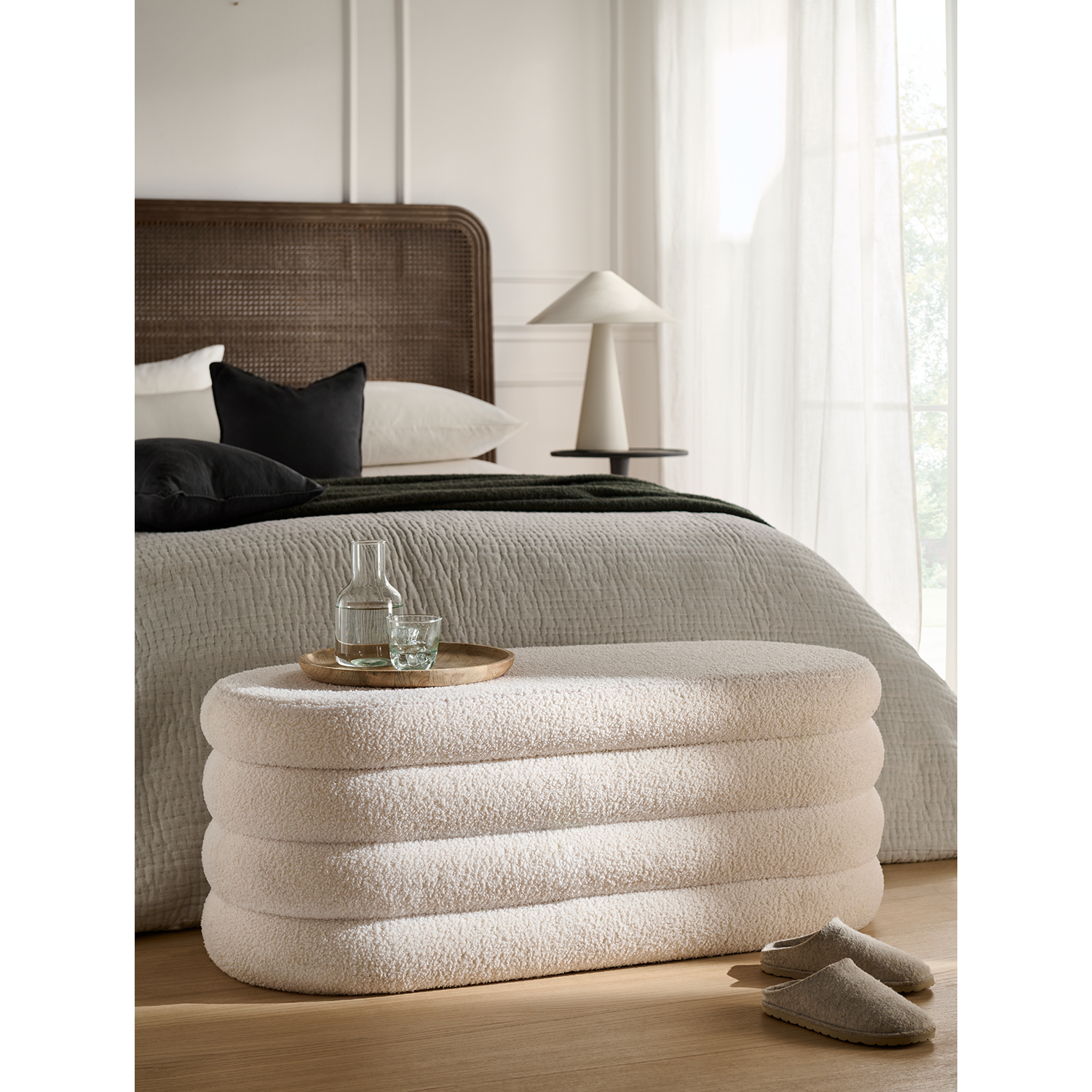 George Cream Oval Stool