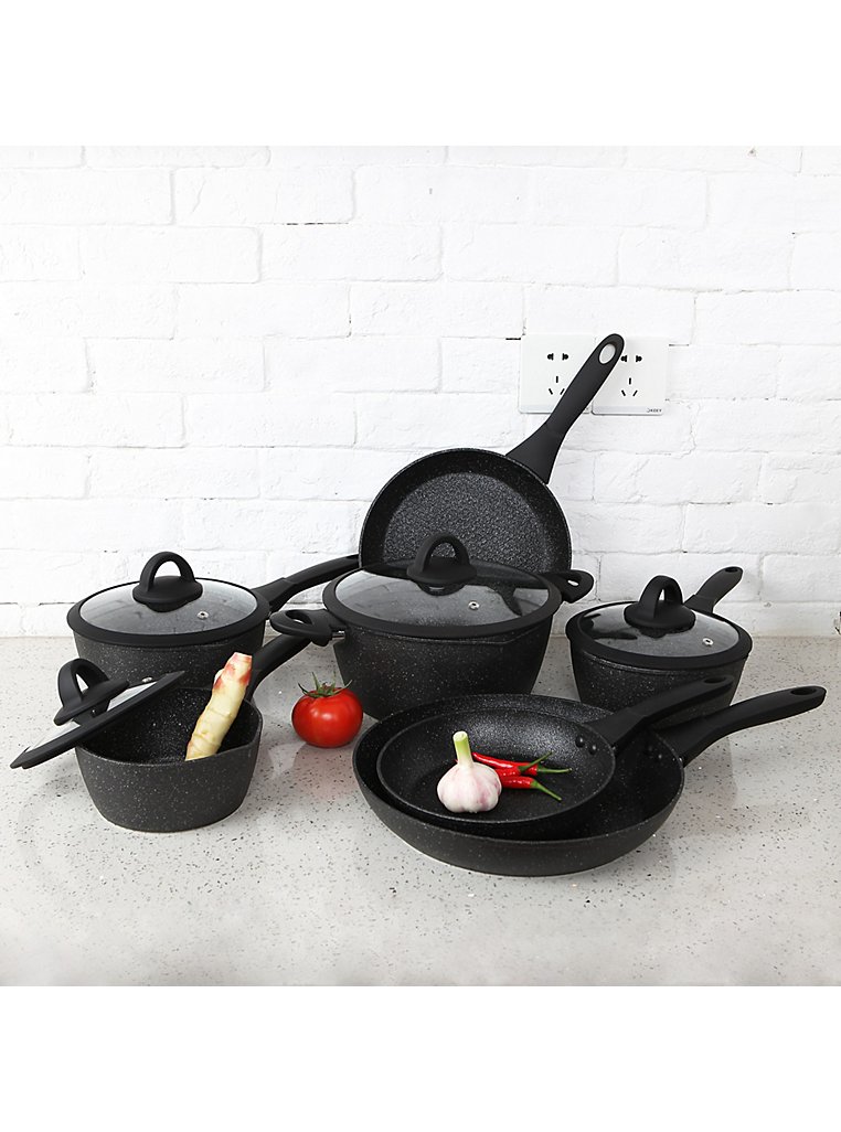 Black and Gold Pan Set 5 Piece, Home, George