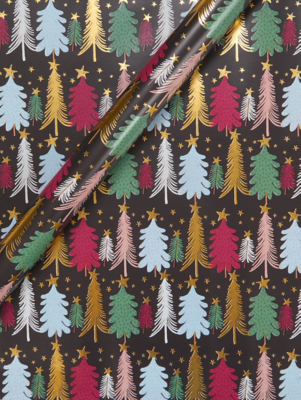 Christmas Tree Print Gift Wrap 3.5m Christmas at ASDA