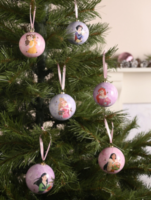 Disney Princess Christmas Baubles Set of 6 Christmas at ASDA