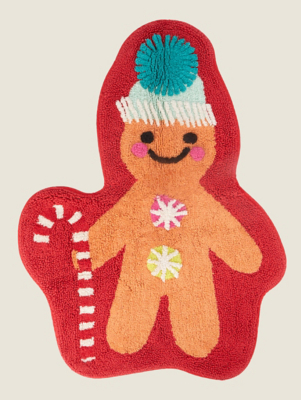 Red Gingerbread Christmas Bath Mat Home at ASDA