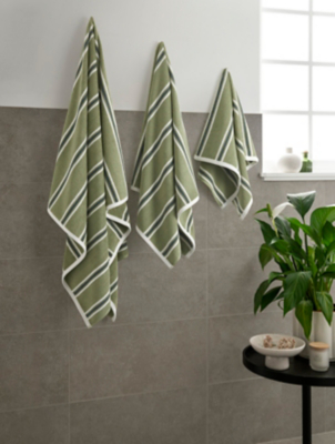 Green Striped Towel Range Home at ASDA