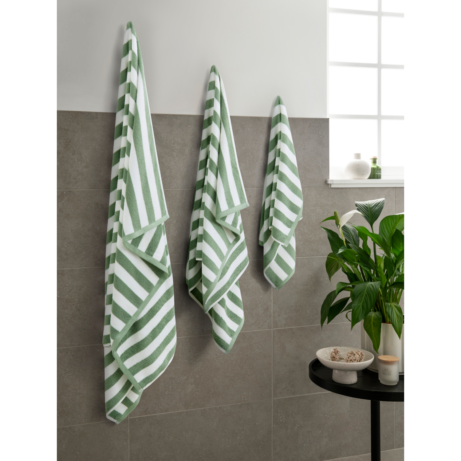 George Mint Wide Striped Towel Range