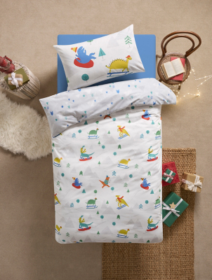 Skiing Dino Single Duvet Cover Home at ASDA