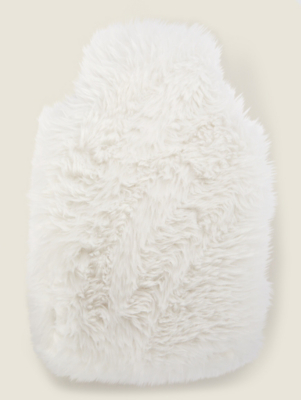 Cream Shaggy Faux Fur Hot Water Bottle Home at ASDA
