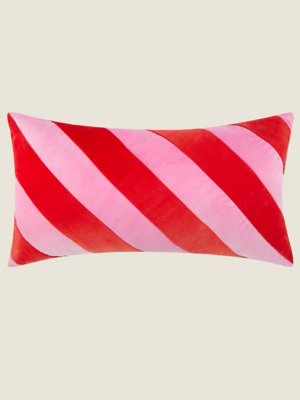 Stripe Velvet Christmas Cushion Home at ASDA
