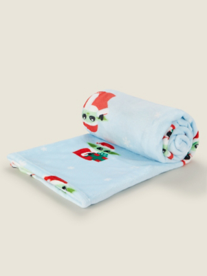 Disney Baby Grogu Blue Snowflakes Supersoft Christmas Throw Home