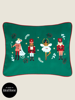 Green Nutcracker Christmas Cushion Home at ASDA