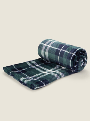 Green Check Supersoft Christmas Throw Home at ASDA