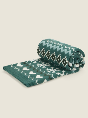 Green Knitted Gonk Christmas Throw Home at ASDA