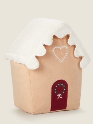 Brown 3D House Shaped Christmas Cushion Home at ASDA