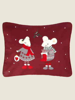 Red Mouse Christmas Cushion Home at ASDA