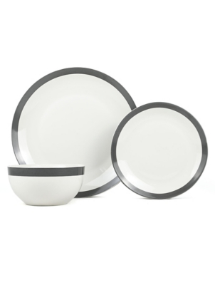 Black & White Stripe Dinner Set 12 Piece Home at ASDA