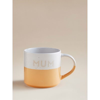 George Yellow & White Reactive Glaze 'Mum' Mug - White & Yellow