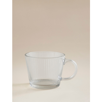 George Clear Ribbed Glass Cappuccino Mug - Clear