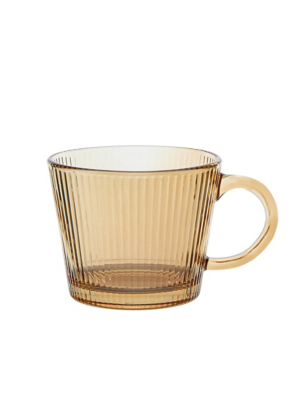 Amber Ribbed Glass Cappuccino Mug Home at ASDA