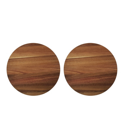 George Natural Acacia Wood Round Placemats - Set Of 2