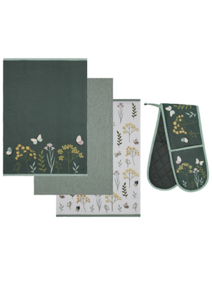 Butterfly Meadow Tea Towel & Oven Glove Set Home at ASDA