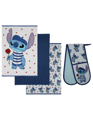 Disney Stitch Love Tea Towel & Oven Glove Set Home at ASDA