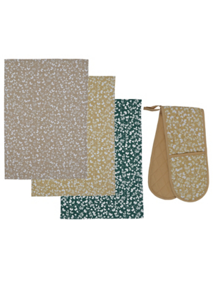 Trailing Floral Tea Towel & Oven Glove Set Home at ASDA
