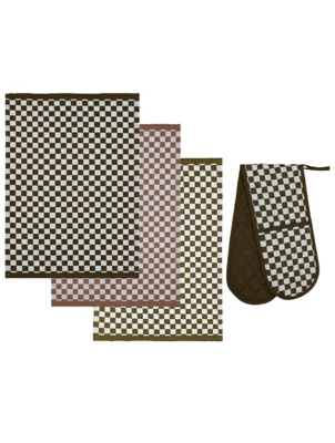 Checkerboard Tea Towel & Oven Glove Set Home at ASDA