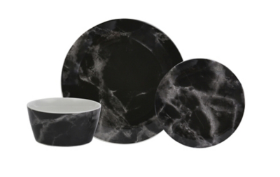 Black Marble Dinner Set 12 Piece Home at ASDA
