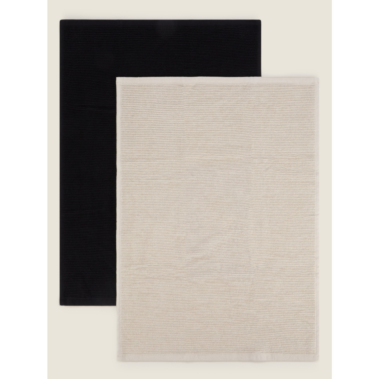 George Cream & Black Ribbed Tea Towels 2 Pack
