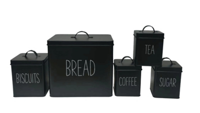 Black Kitchen Canister Set of 5 Home at ASDA