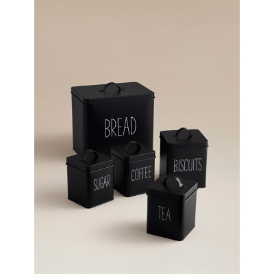 George Black Kitchen Canister - Set of 5 - Black