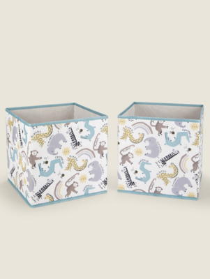 Natural Safari Cube Storage Set of 2 Home at ASDA
