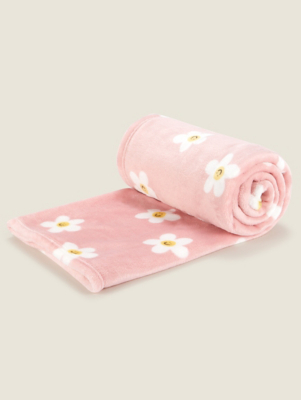 Pink Daisy Fleece Blanket Home at ASDA