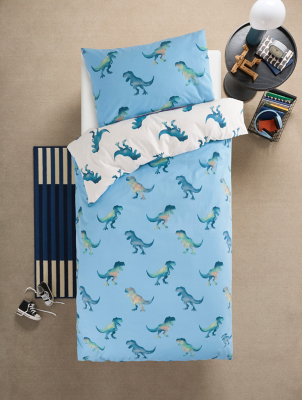 Blue Dino Reversible Cotton Duvet Set