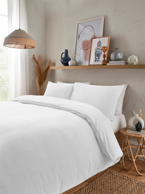 White Relaxed Washed Cotton Duvet Set Home at ASDA