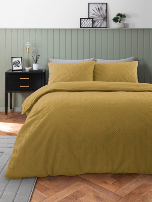 Ochre Embossed Geo Duvet Set Home at ASDA