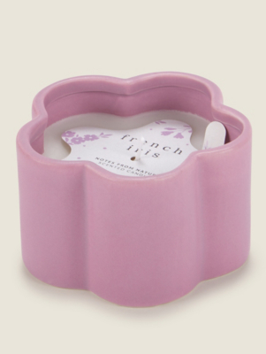 Purple Flower French Iris Ceramic Candle Home at ASDA
