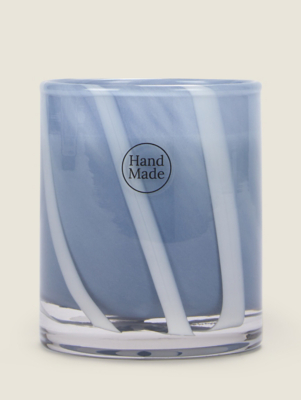 Blue Sea Shore Shell Striped Candle Home at ASDA