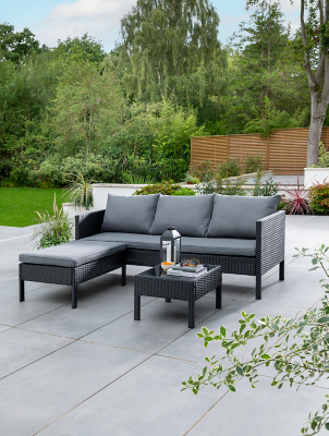 Black Rattan Chaise Set Outdoor & Garden at ASDA