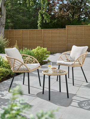 Mykonos Rattan 3 Piece Bistro Set Outdoor & Garden at ASDA